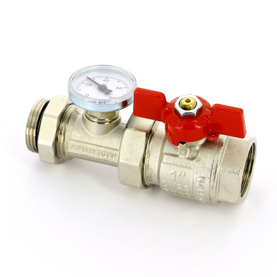 Кран шаровый с ТЕРМОМЕТРОМ со сгоном ETALON 1" вн.-нар. UNI-FITT 118T4000