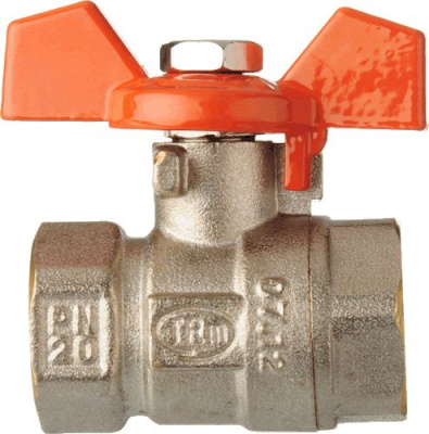 Кран шаровый для воды TERMA-R, рукоятка бабочка  1/2" Внутренняя-Внутренняя резьба