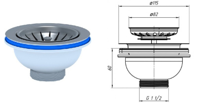 Выпуск для мойки ANI 3.1/2" х (90мм) М250