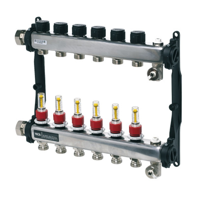 TECEfloor Коллектор стальной для теплого пола 1'' и 3/4'' (евроконус.), 9 контуров 77310009