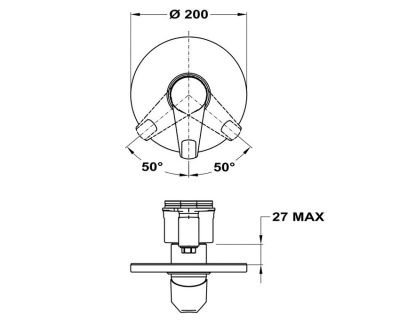 405 JUN EVO  Внешняя часть встраиваемого смесителя для ванны с автомат. переключ. душа MOFEM