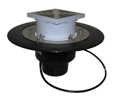 Кровельная воронка DN100с зажим элементом и подогревом (10-30Вт/230В). Проход - 148х148мм/137х137