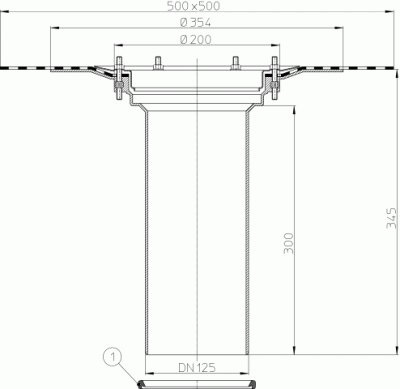 Надставной элемент HL65H DN 125  из ПП c гидроизоляционным полимербитумным полотном 500 мм