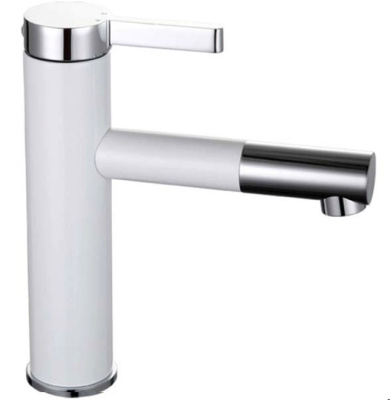 F 1052-14 Смеситель для раковины с поворотным изливом на 360 белый/хром однорукий  FRAP