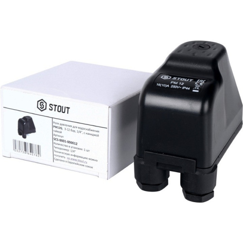Реле давления для водоснабжения PM12G, 3-12 бар, 1/4 с накидной гайкой STOUT SCS-0001-000012
