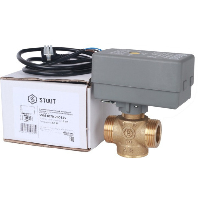 Компактный 2-х ходовой 1 зональный клапан, сервопривод 230V, кабель 1м, kv 12 SVM-0070-200125 STOUT