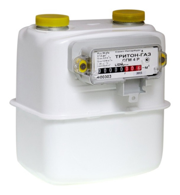 Счетчик газа Тритон-газ СГМ4, Диафрагменный Qном 4,0м3/ч ( газовый котел+ плита )