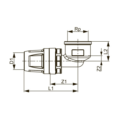 Угол 25 х 3/4" PPSU-бронза внутренняя резьба TECElogo-Push 8713205