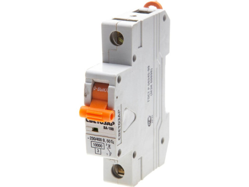 Автоматический выключатель СВЕТОЗАР, 1 полюсный,40А,220/400 В,10 Ка,тип расцепления "С"