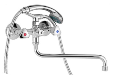 604 KR (METAL) CER  Смеситель для ванны-умыв. излив 300 мм. с держ. с керамческой кран-буксой MOFEM