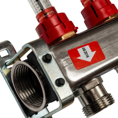 STOUT Коллекторная группа нерж. со встроенным расходомерами в сборе 1"х 3 вых.x 3/4" SMS 0917 000003