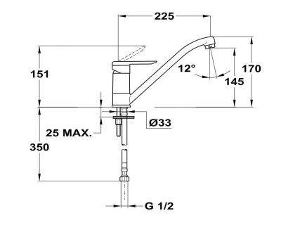 302 MODE  Смеситель для мойки c поворотным изливом 225 мм  MOFEM 