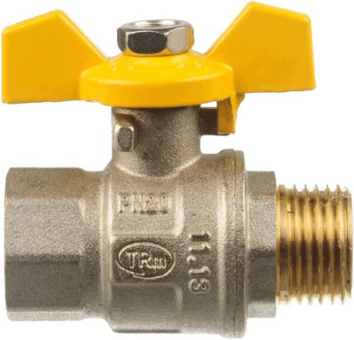 Кран шаровый для газа TERMA-R,  рукоятка бабочка   1/2" Внутренняя-Наружная резьба