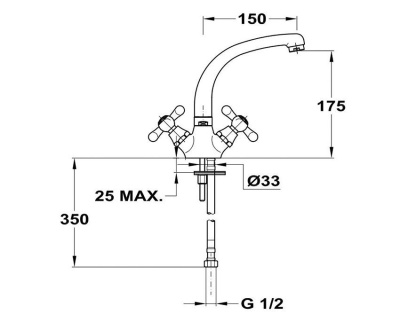 105 КОМЕТА  Смеситель для мойки, излив 200 мм. с классической кран-буксой MOFEM