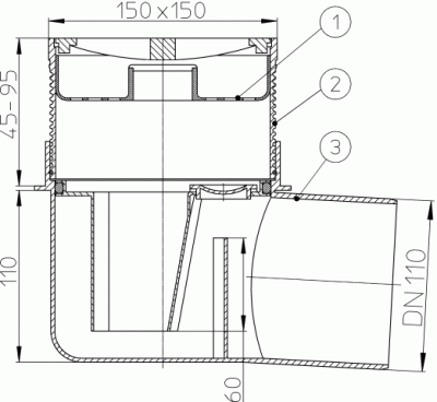 HL 72 DN110 Трап для подвального помещения с решеткой из ПП