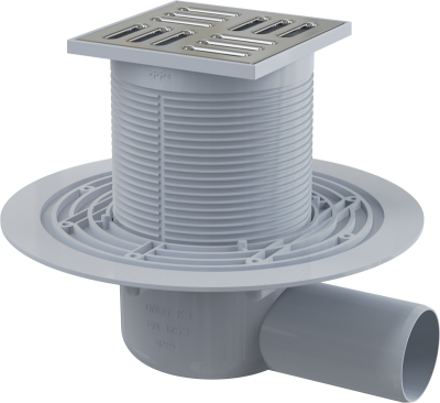 Сливной трап 105х105/50 мм, боковой сток, решетка из нержавеющей стали, SMART гидрозатвор APV1321