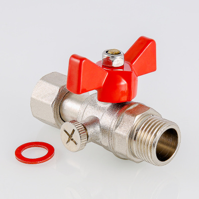 Кран шаровой VALTEC для подключения  манометра, 1/2"нар -1/2"вн. VALTEC VT.806.N.0404