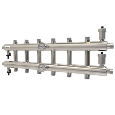 Распределительный коллектор 60 кВт 7 контуров 1х1 GK 25-7 AISI 304 ПроксиТерм