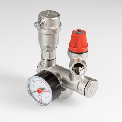 Группа безопасности с латунным корпусом (с манометрами 0-4 бар ) VALTEC 1" VT.460.0.3