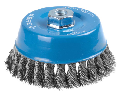 Щетка-крацовка жгутированные пучки стальной проволоки 0.5мм , М14 , 80 мм ЗУБР
