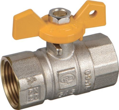 Кран шаровый для газа TERMA-R,  рукоятка бабочка  3/4" Внутренняя-Внутренняя резьба