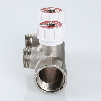 Коллектор с регул. вентилями, 1"х2 вых. Евроконус 3/4" (на подающий трубопровод) VTc.570.NE.0602