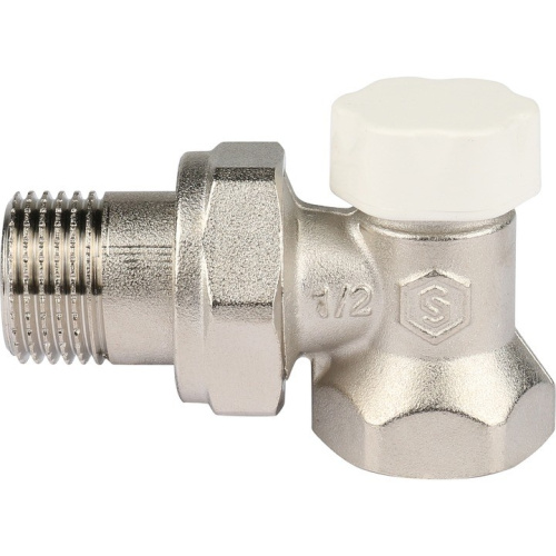 Клапан запорно-балансировочный угловой 1/2" со сгоном. Резьба внут - нар  SVL 1156 000015 STOUT
