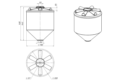 ЕМКОСТЬ ФМ 1000 литров Диаметр  1180 мм   Диаметр горловины 300 мм