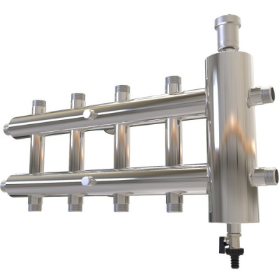 Коллектор с гидрострелкой 60 кВт 5 контуров 1х1 GSK 25-5 AISI 304 ПроксиТерм