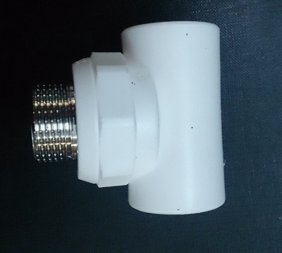 Тройник полипропиленовый комбинированный PPRC D20*3/4 НР белый РОССИЯ (упаковка 120 шт) 21402  КРОСС