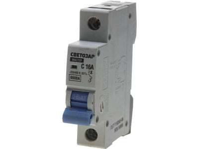 Автоматический выключатель СВЕТОЗАР, 1 полюсный, 63А,220/400 В,6Ка,тип расцепления "B"