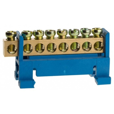 Шина нулевая на изол.типа "стойка",8 отверстий,отверстия 5 мм,макс.ток 100А.