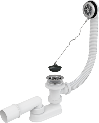 Сифон для ванны 1.1/2"х40 A501 Alcaplast , донный клапан/решетка перелива ХРОМ (ПВХ/Пластик)