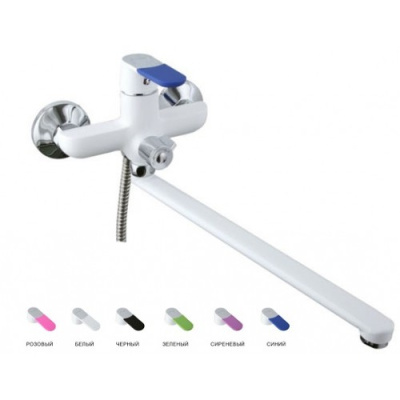 F 2234 Смеситель для ванны белый с цветными насадками/хром однорукий  FRAP