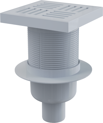 Сливной трап 150х150/50 мм прямой сток, серая решетка, мокрый гидрозатвор APV6211 