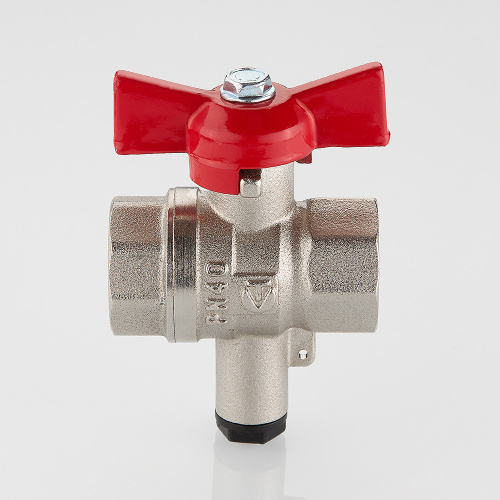 Кран шаровой СТАНДАРТ, никель, для подкл датч, рукоятка бабочка, 1/2", вн.-вн PN40 (ГОСТ) VT.128.N.0