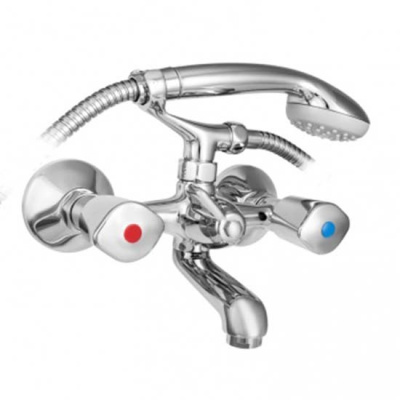 607 KR (METAL) Смеситель для ванны-умыв.c плоск. излив. 330 мм. с держ. с классич. кран-буксой MOFEM