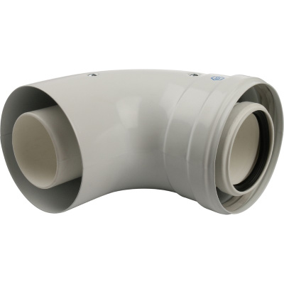 Угол для конденсационного дымохода 90° M-F Ø60/100, м/п с инспекционным окном PP-FE STOUT