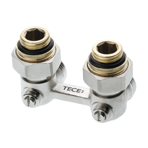 Запорно-присоединительный узел для нижнего подключения радиаторов, угловой 3/4" Ek x 1/2" AG TECE