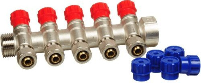 Коллектор с Регулировочными вентилями  1" х 5 выходов16 мм Наружная резьба TeRma (TRm)  