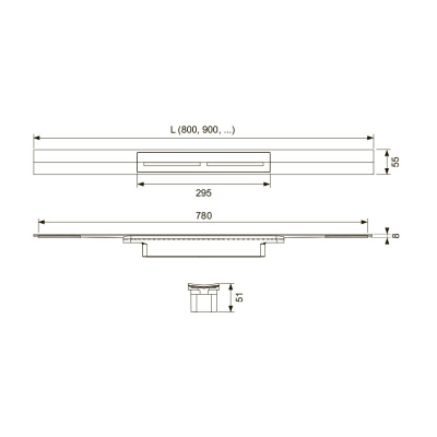 Профиль для душа TECEdrainprofile, 900 мм, PVD Polished Black Chrome глянец, черный хром 670911