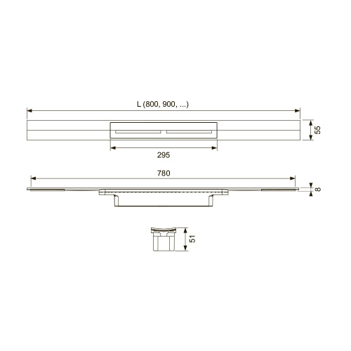 Профиль для душа TECEdrainprofile, 900 мм, PVD Brushed Black Chrome сатин, черный хром 670901