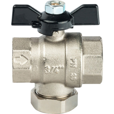 Кран шаровой с фильтром  3/4" резьба вн.-вн., ручка ,бабочка  STOUT