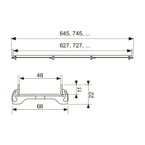 Лоток-основа для плитки 1000 мм, TECEdrainline "plate" для установки в корпус канала 601070