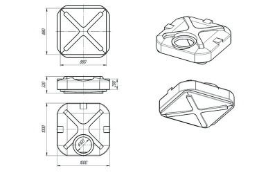 Баки для душевой кабины 200 литров 320 х1000 х 1000 горловина 300 мм 