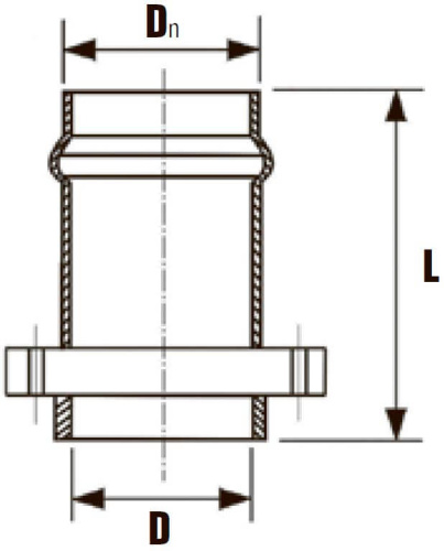 Патрубок раструбный с напорный с металлическим фланцем  DN Ø 225 x 200 Хемкор           