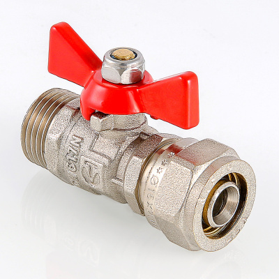 Кран шаровый под обжим, рукоятка бабочка 16х1/2 нар.  VALTEC VT.341.N.1604