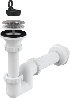 Сифон для умывальника А412 ALCAPLAST, DN40 ,нержавеющая  решетка DN63 , S-образный
