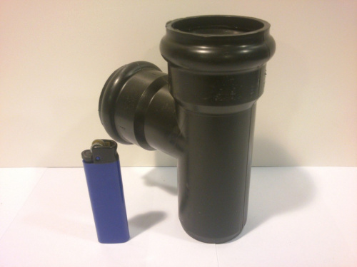 Тройник канализационный черный Ø 50(ДУ48)хØ 50 (ДУ48) х90° (прямой)