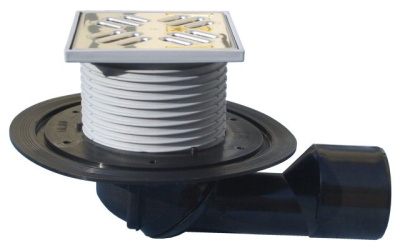 HL 80 DN 50/75Трап для балконов и террас с поворотным шариком, решетка 115х115 универсальный 